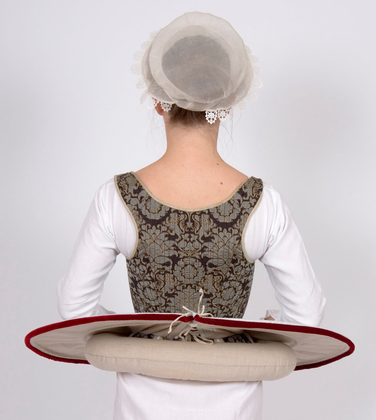 Pattern for Elizabethan lady's French farthingale & rolls, nowadays called a drum or wheel farthingale