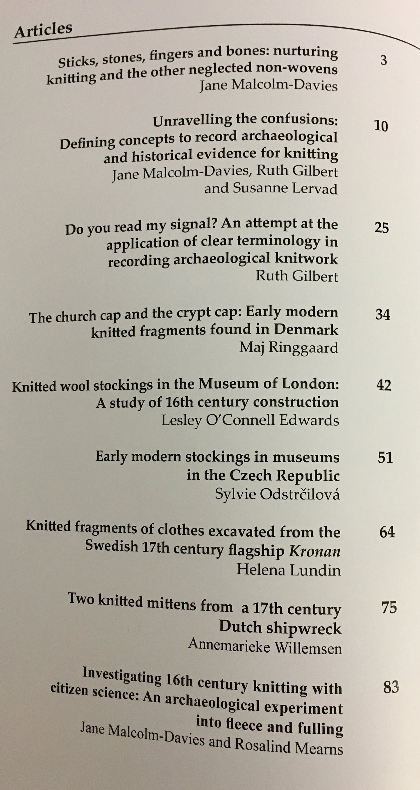 Archaeological Textiles Review No.60: The Knitting Issue