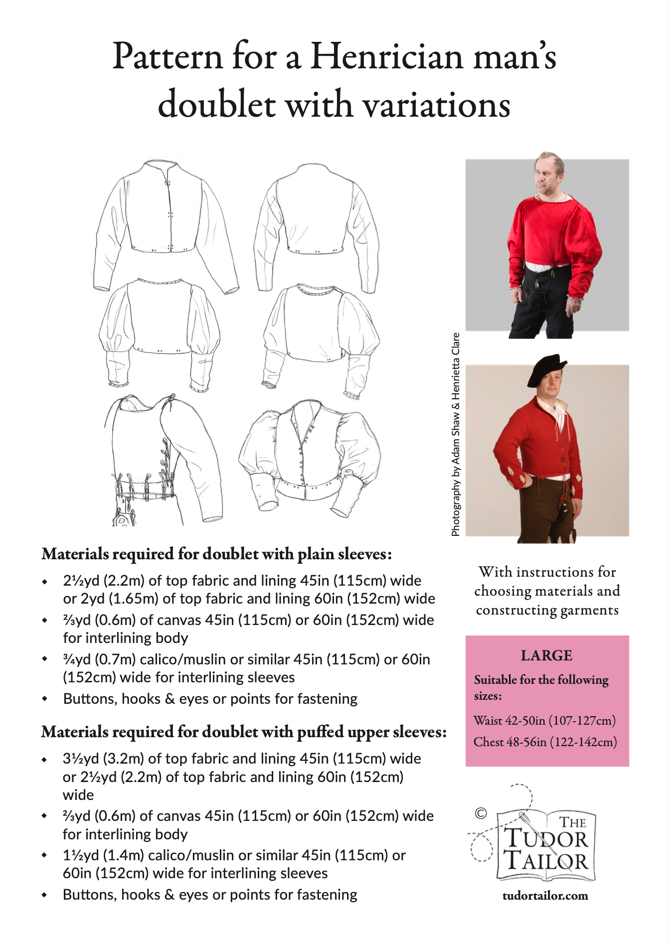 Pattern for Henrician man's doublet with variations