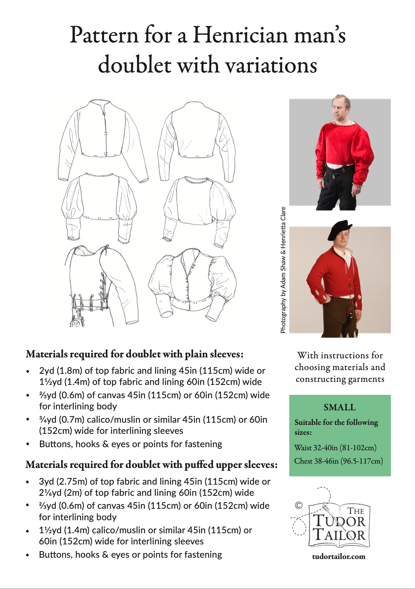 Pattern for Henrician man's doublet with variations