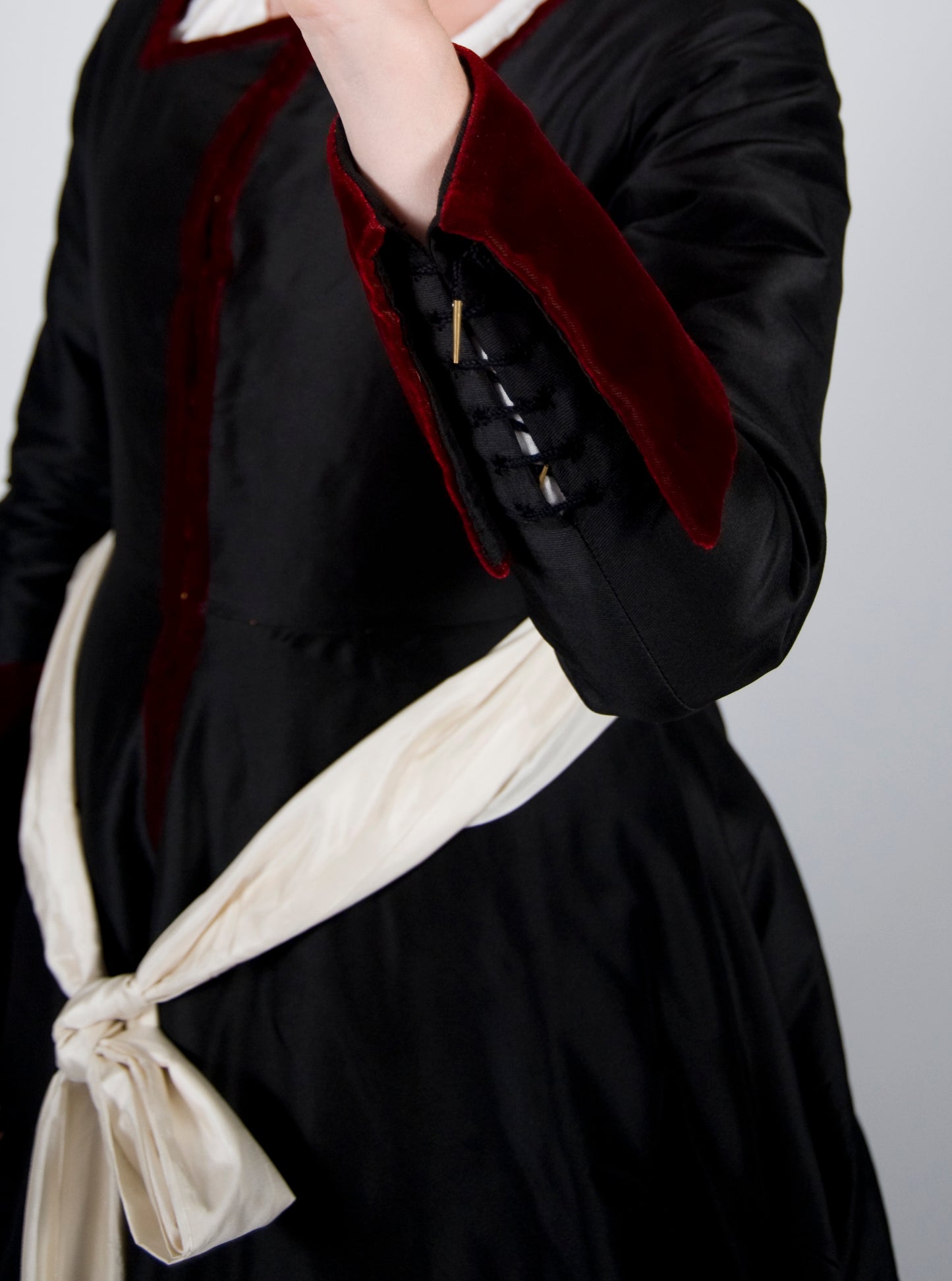 Finished garment - Early Tudor lady's gown as featured on the front cover of The Queen's Servants