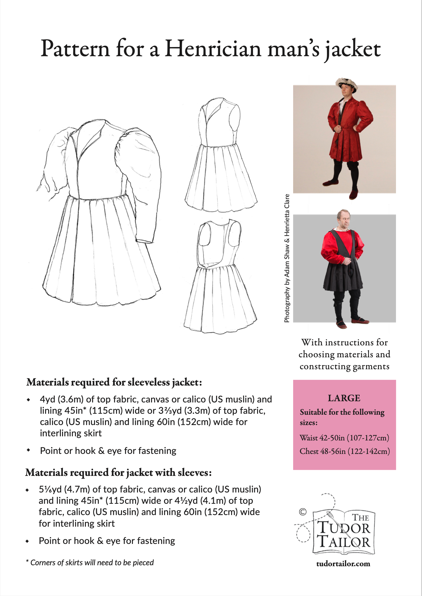 Pattern for Henrician man's jacket with variations