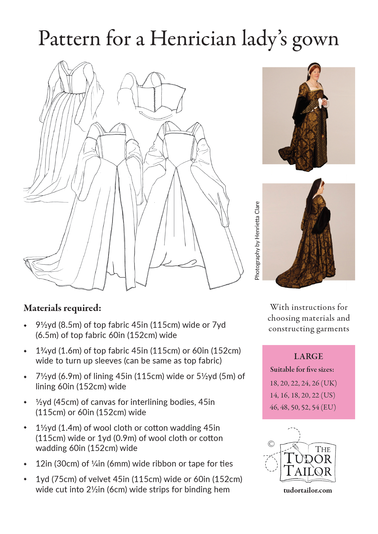 Pattern for Henrician lady's gown