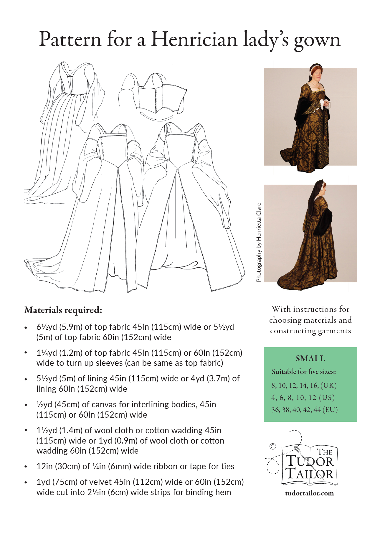 Pattern for Henrician lady's gown