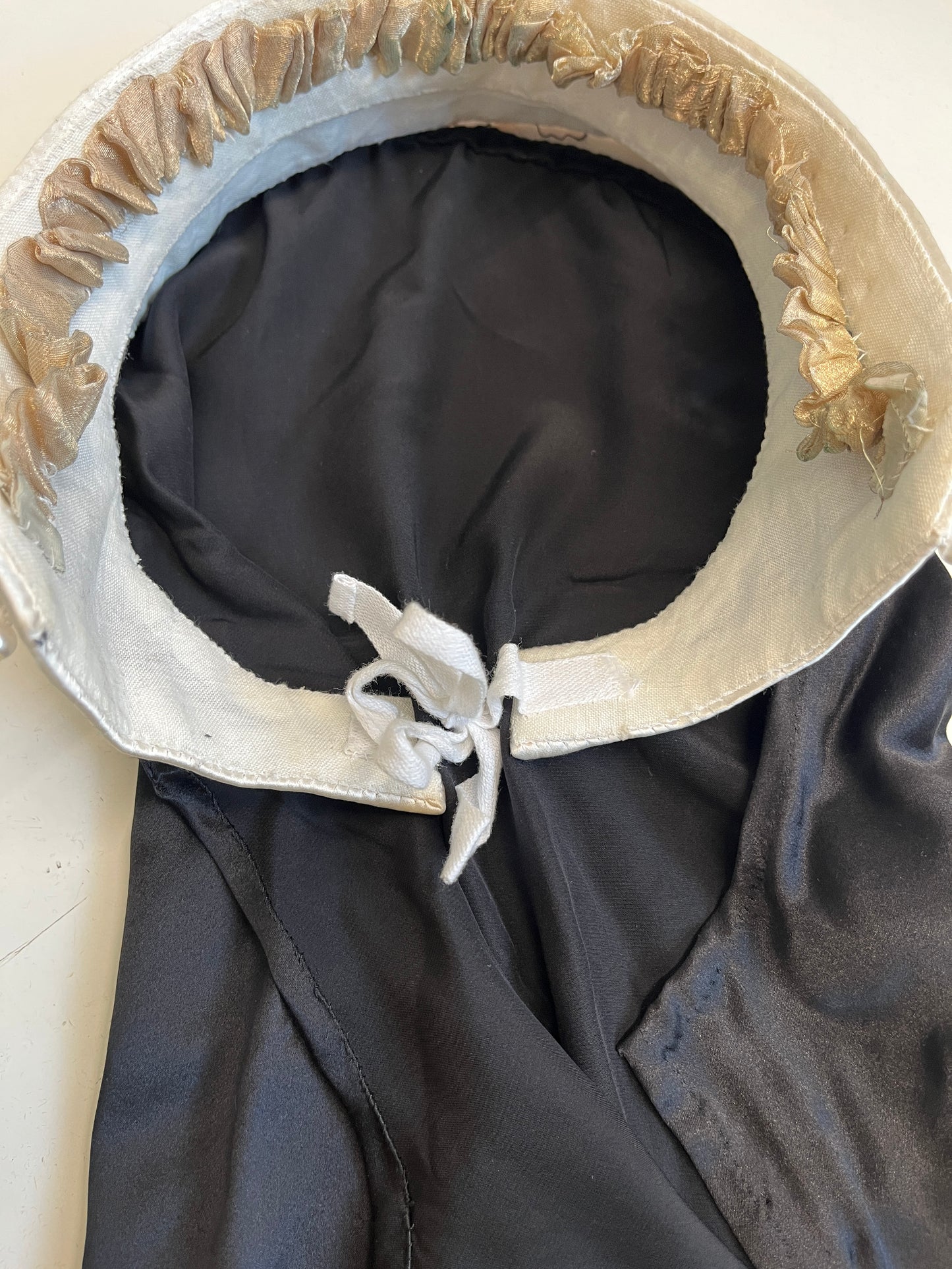 Finished garment - French hood of silk with pearl billiments