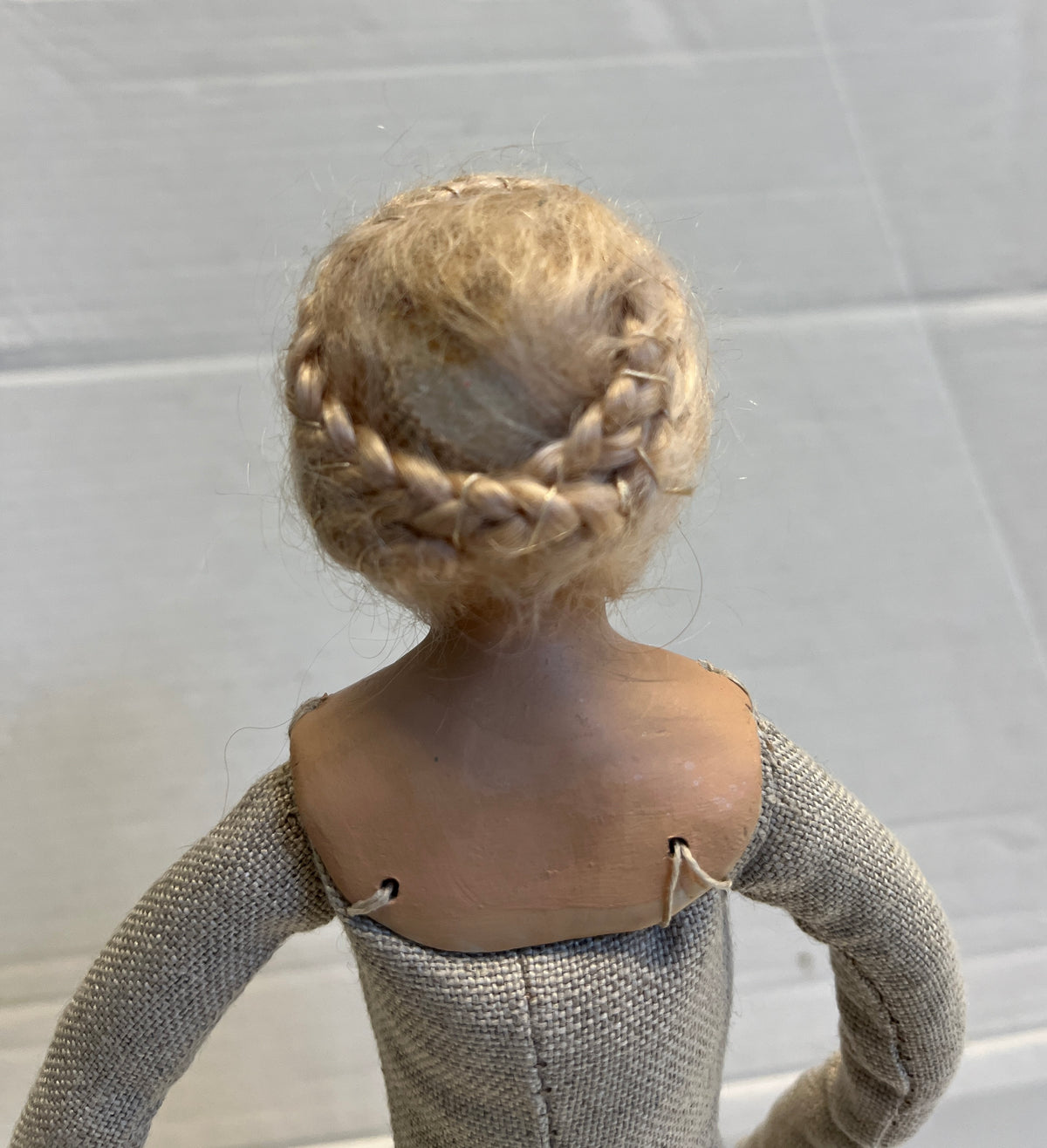 Completed Tudor style 'Jane Seymour' doll with blonde hair ready for dressing