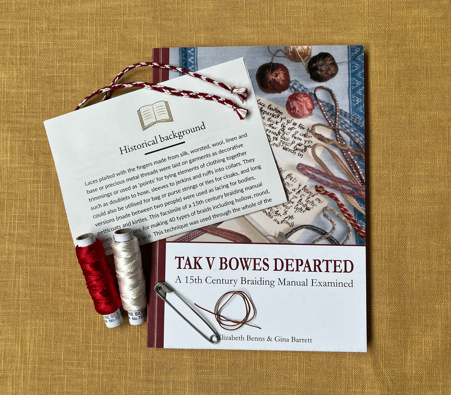Kit for Tudor braid & cord making - Tak V Bowes Departed book & silk threads