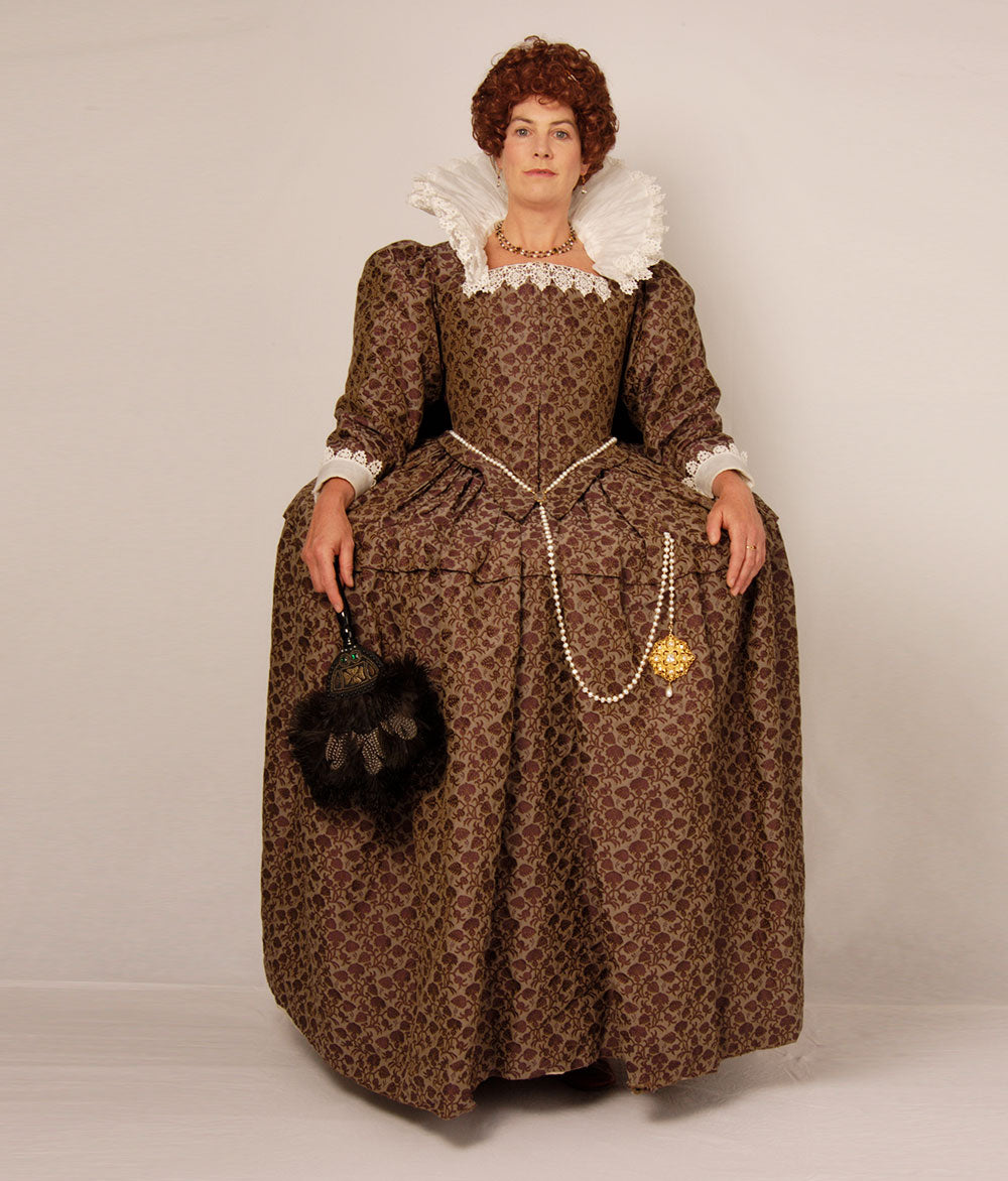 Pattern for late Elizabethan lady's gown with variations