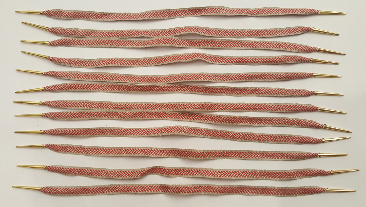 Linen ribbon points with brass aiglets for doublets and hose for reenactment or fancy dress - various colours