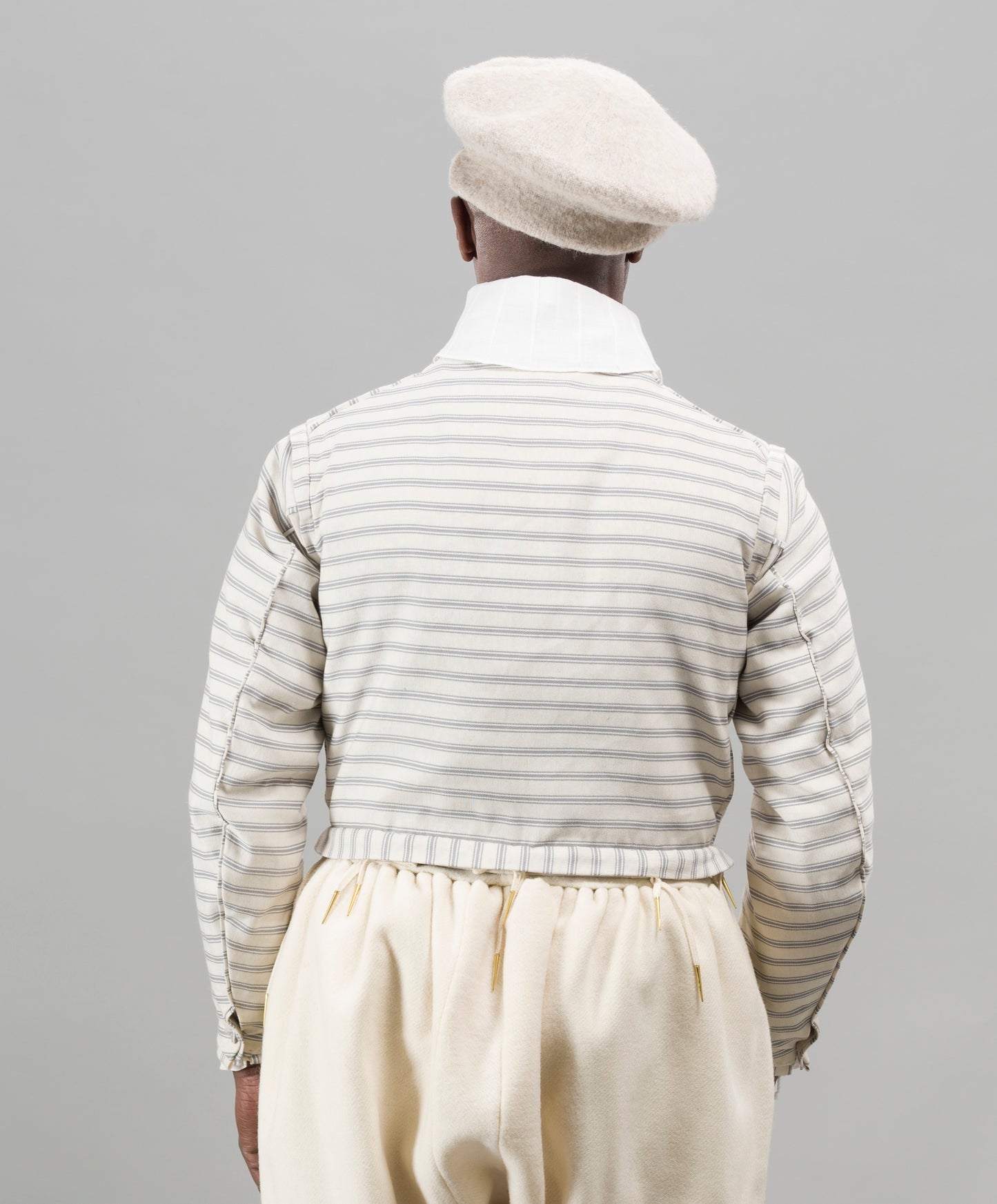 Finished garment - Man's mid-century striped canvas doublet as featured in The Typical Tudor