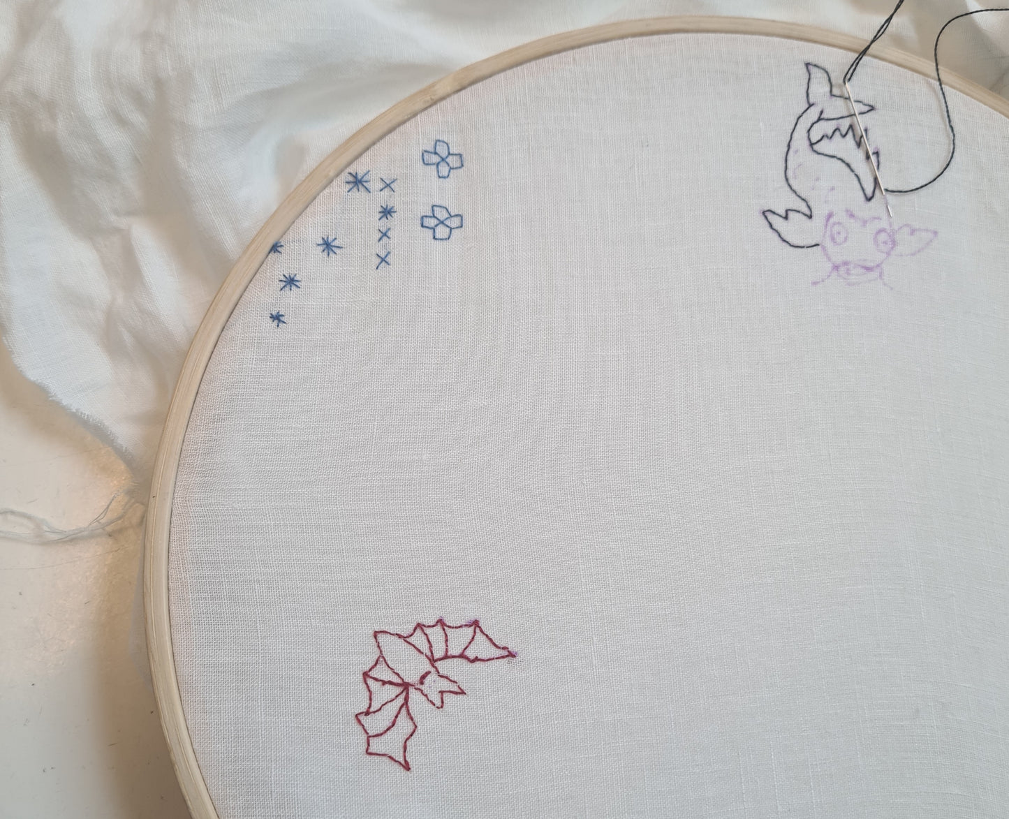 Kit for Elizabethan needlework - A Schole House for the Needle Facismile Book, silk thread & white linen