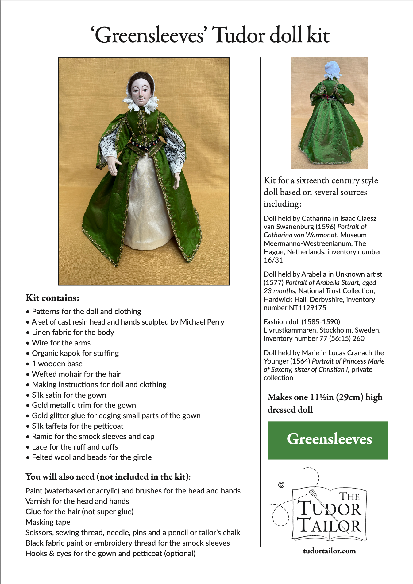 Kit for a 'Greensleeves' doll