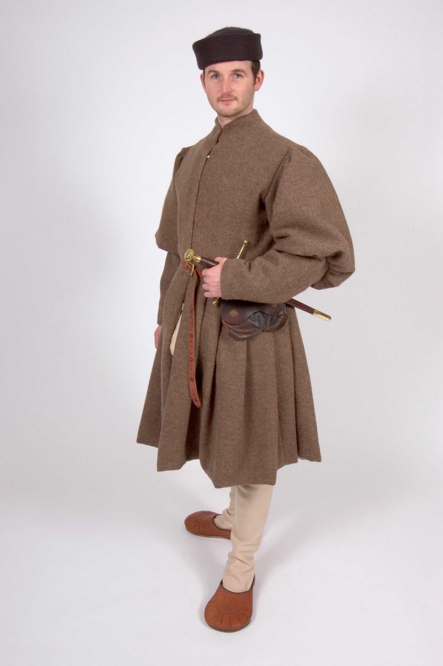 Limited stock - brown Tudor style woollen frieze cloth, fabric sold by the half yard
