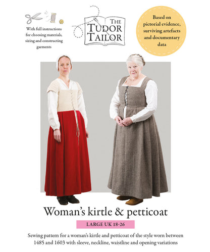Pattern for Tudor woman's kirtle & petticoat with variations