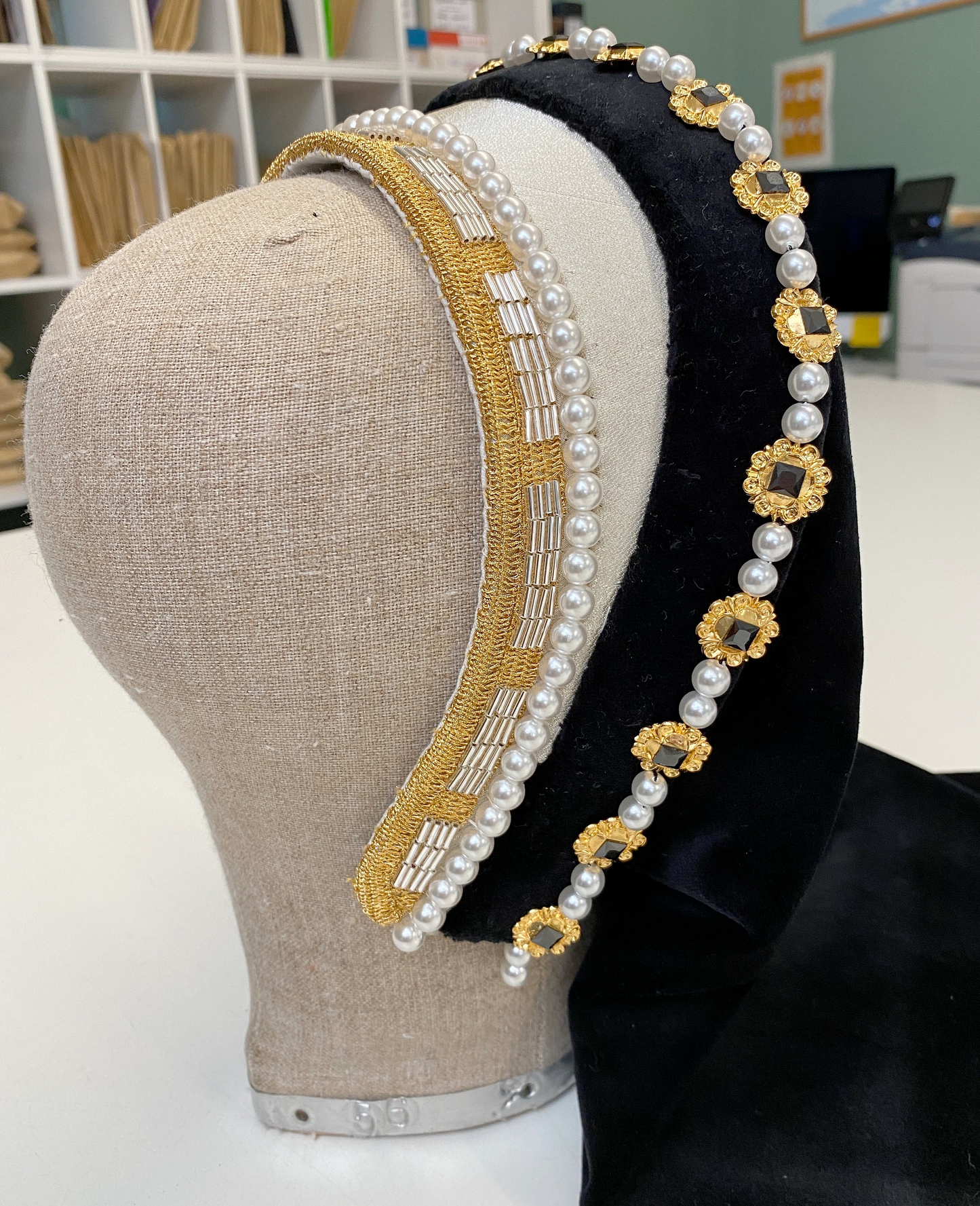 String of Czech glass imitation white pearls, ideal for Elizabethan and other Tudor reenactment or historical dress, available in three sizes
