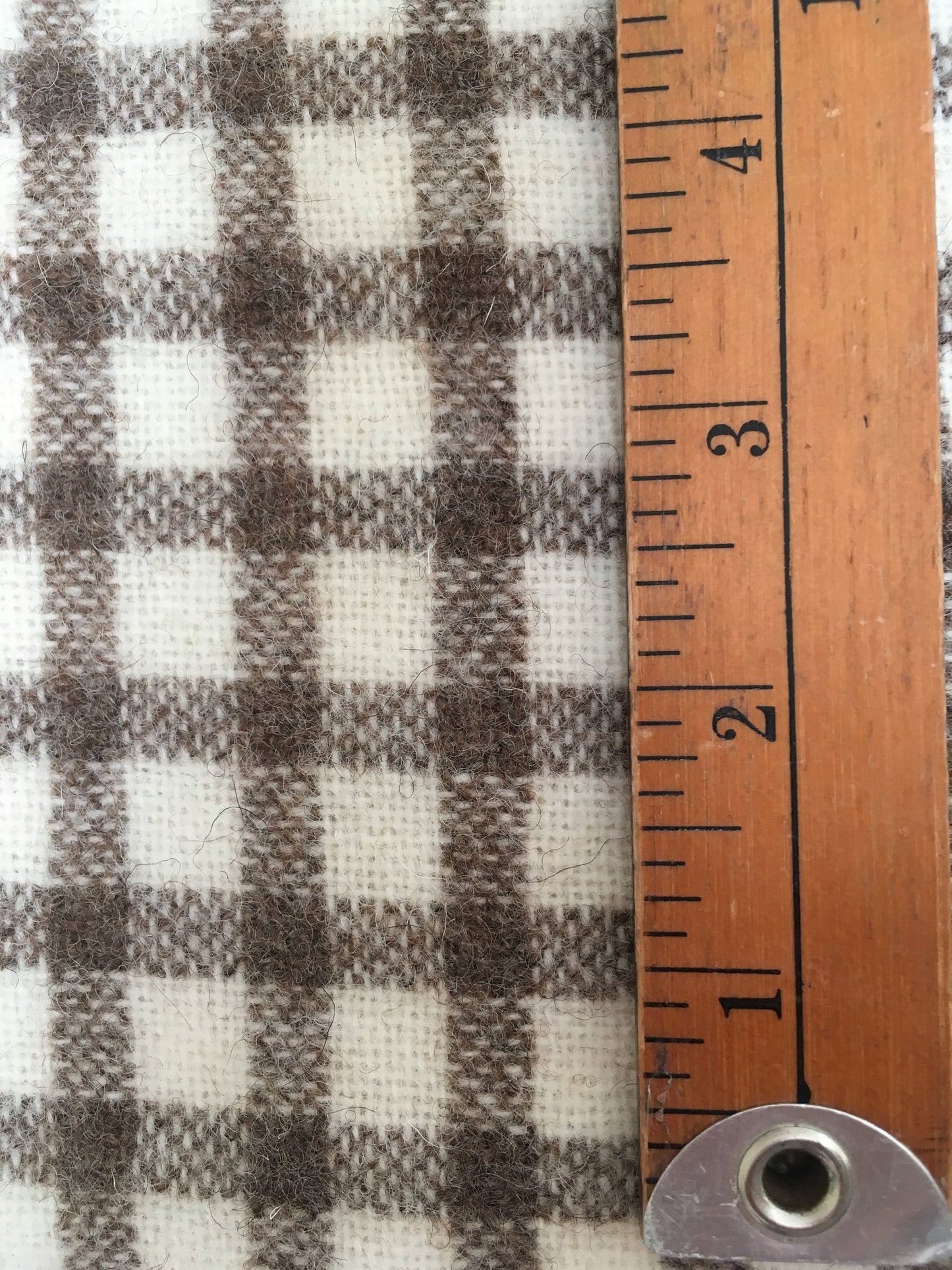 Natural 'sheep colour' cream and brown checked Tudor style woollen cloth - fabric sold by the half yard