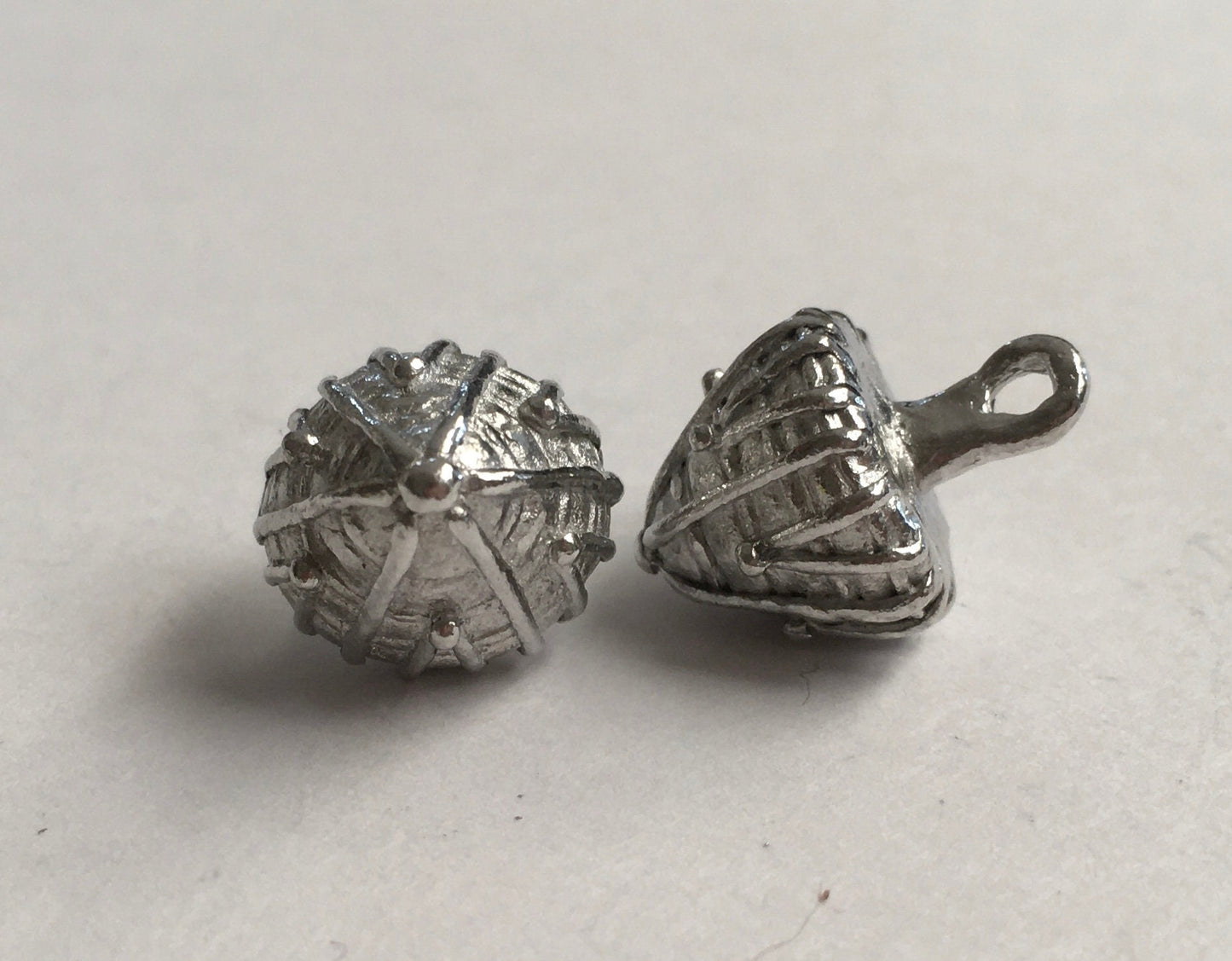 Set of 12 replica Tudor pewter thread cone buttons for Renaissance or Elizabethan reenactment in two sizes, 3/8" (10mm) or 1/2" (13mm)