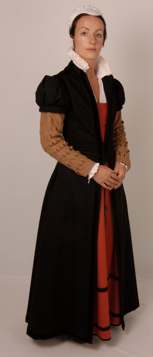 Pattern for Elizabethan woman's fitted English gown with variations