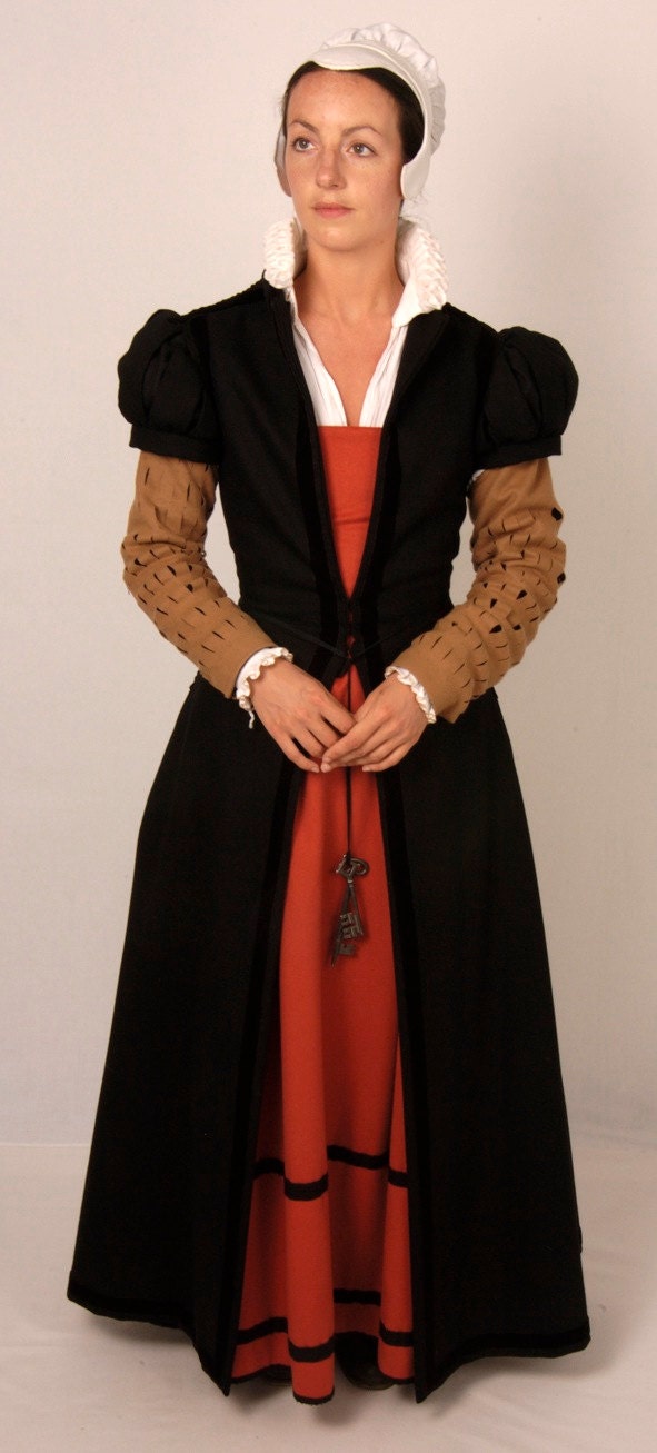 Pattern for Elizabethan woman's fitted English gown with variations