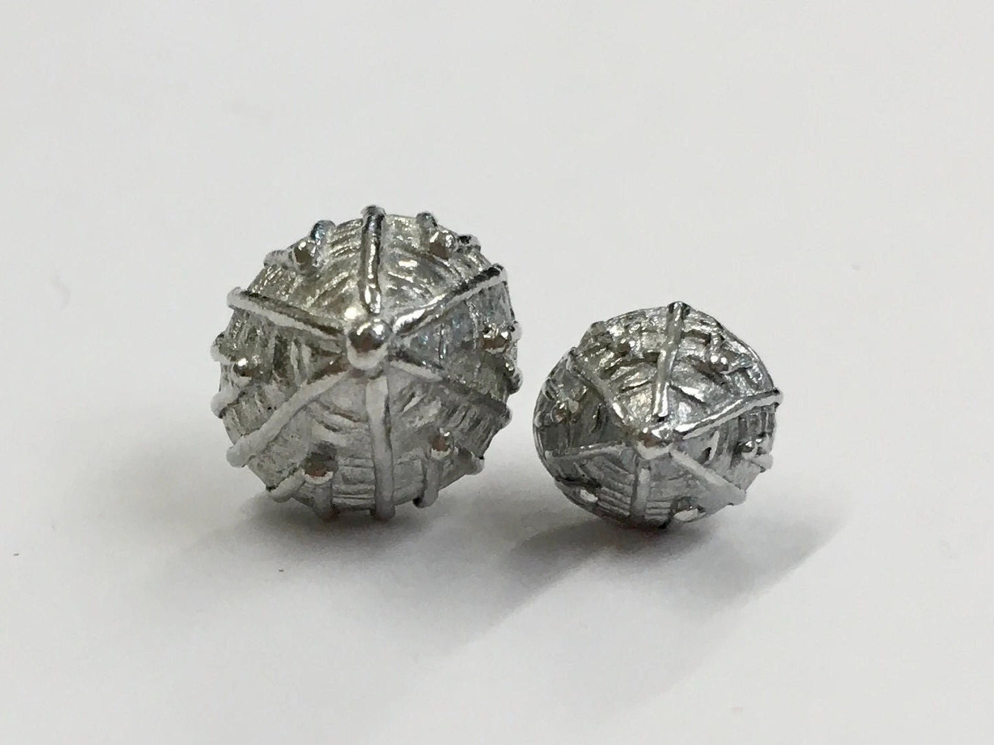 Set of 12 replica Tudor pewter thread cone buttons for Renaissance or Elizabethan reenactment in two sizes, 3/8" (10mm) or 1/2" (13mm)