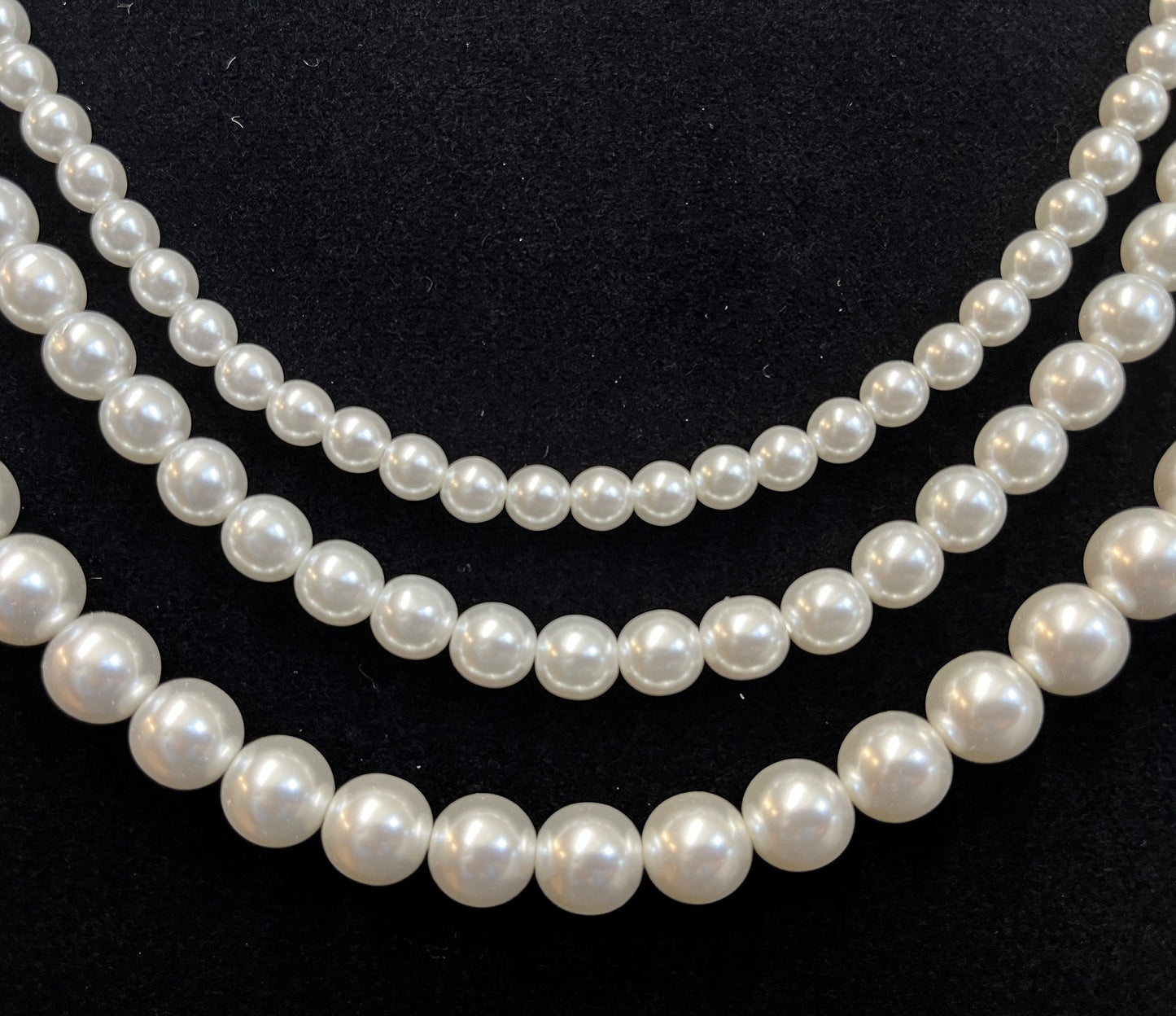 String of Czech glass imitation white pearls, ideal for Elizabethan and other Tudor reenactment or historical dress, available in three sizes