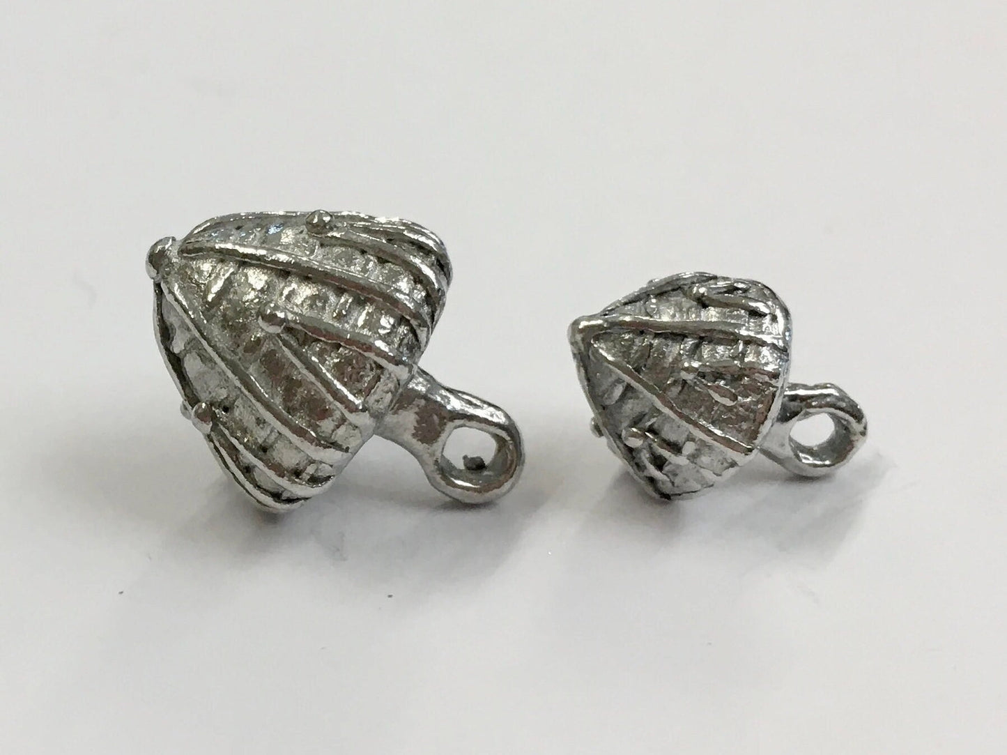 Set of 12 replica Tudor pewter thread cone buttons for Renaissance or Elizabethan reenactment in two sizes, 3/8" (10mm) or 1/2" (13mm)
