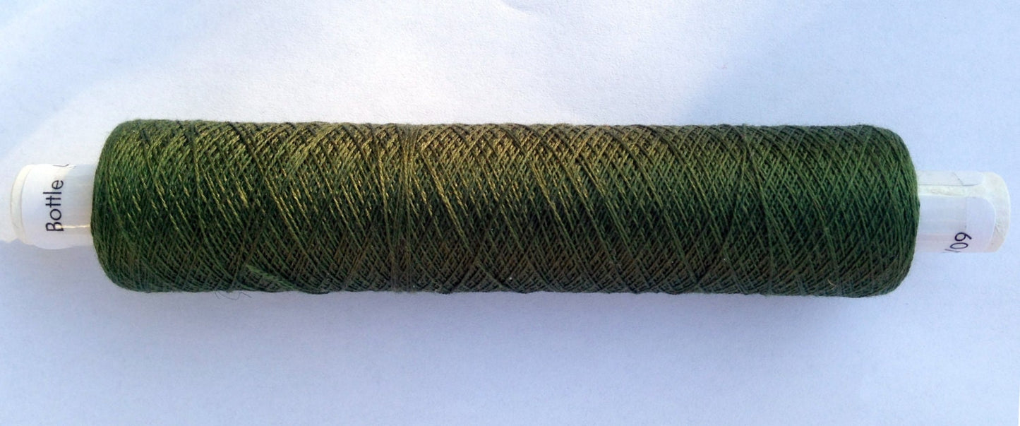 Bottle green Tudor style silk thread for Renaissance or Elizabethan reenactment or embroidery