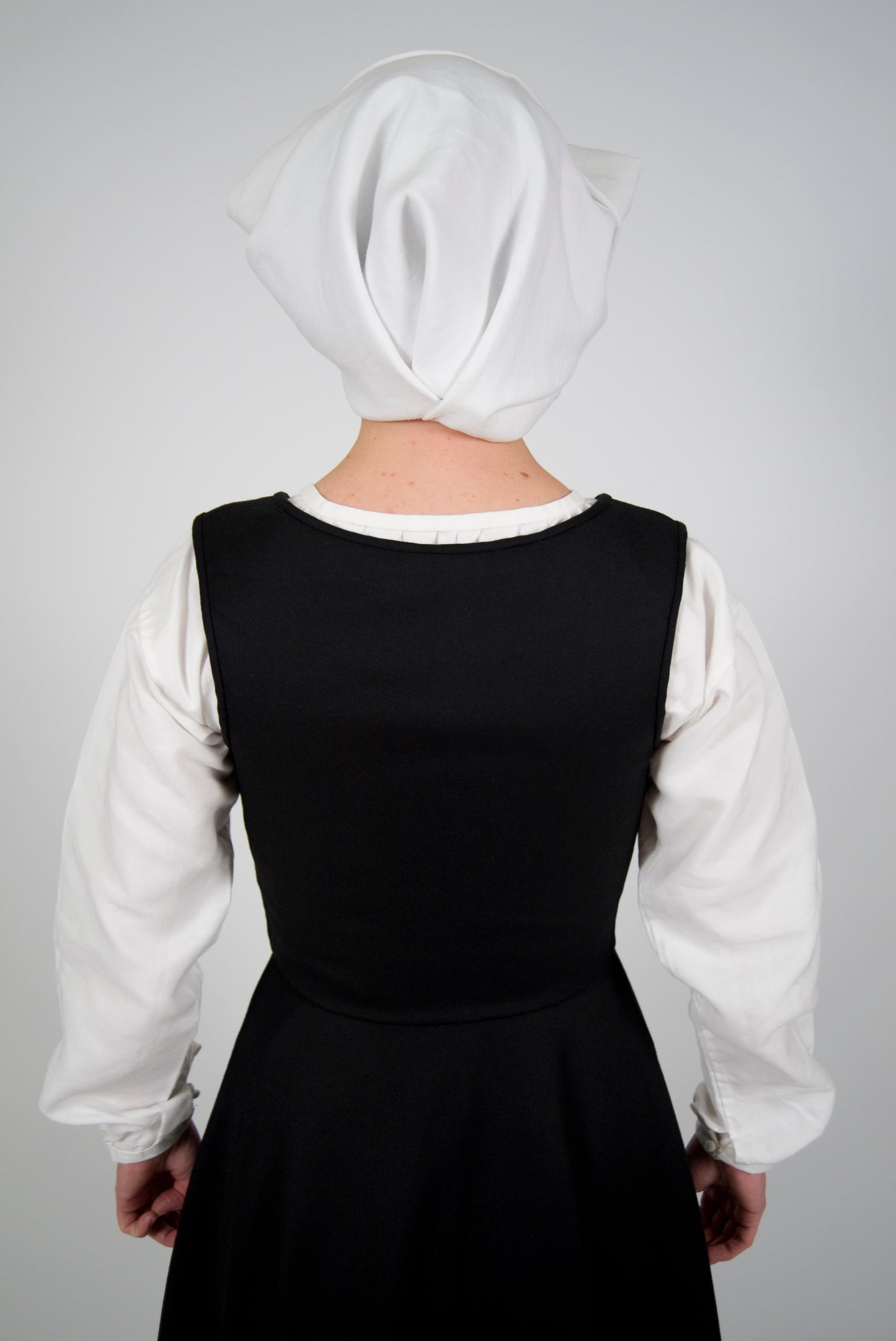 Finished garment - Tudor woman's black worsted kirtle as featured in The Queen's Servants