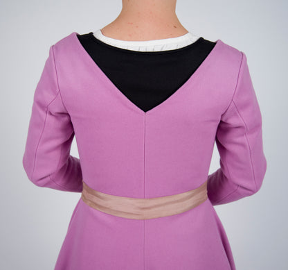 Finished garment - Tudor woman's violet broadcloth gown as featured in The Queen's Servants