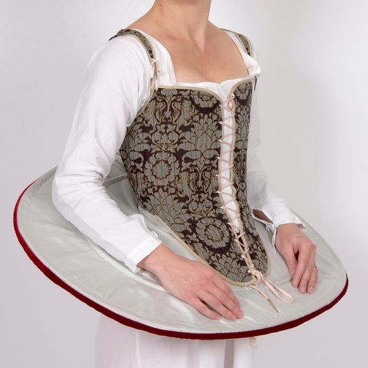 Pattern for Elizabethan lady's French farthingale & rolls, nowadays called a drum or wheel farthingale