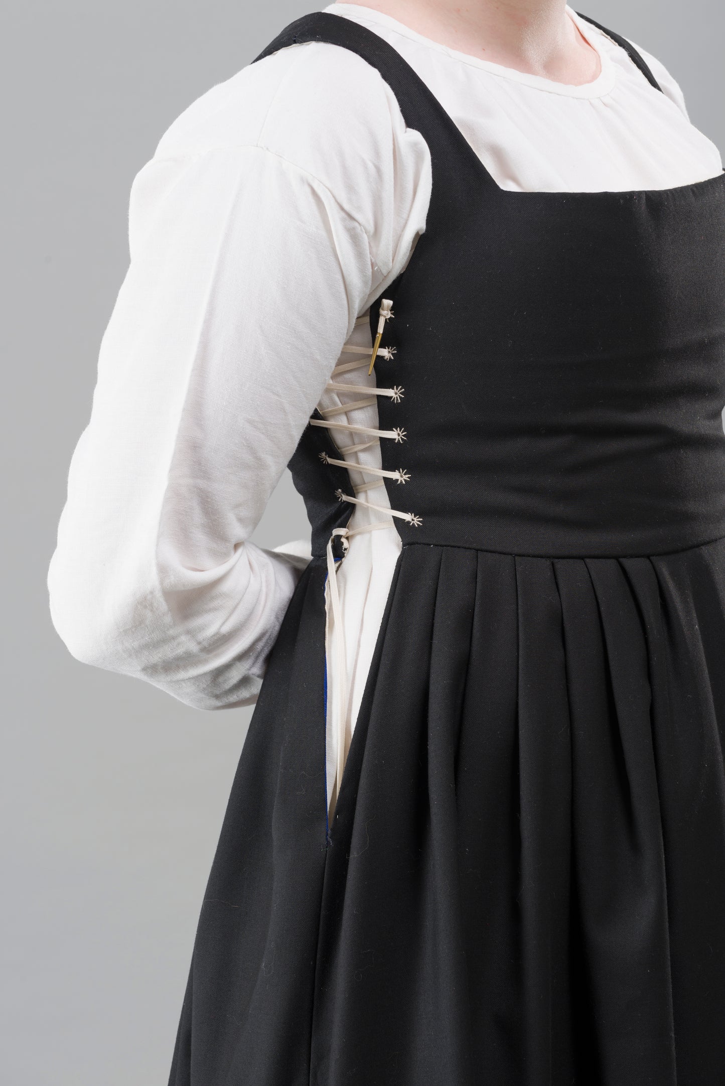 Finished garment - Tudor woman's black worsted kirtle as featured in The Typical Tudor