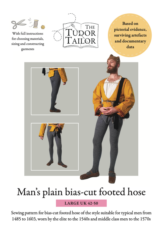 Pattern for Tudor man's plain bias-cut footed hose