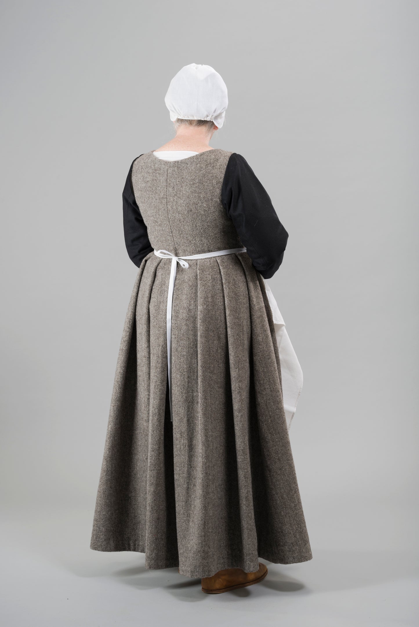 Finished garment - Tudor woman's grey russet kirtle and separate sleeves as featured in The Typical Tudor