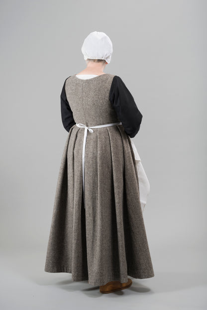 Finished garment - Tudor woman's grey russet kirtle and separate sleeves as featured in The Typical Tudor