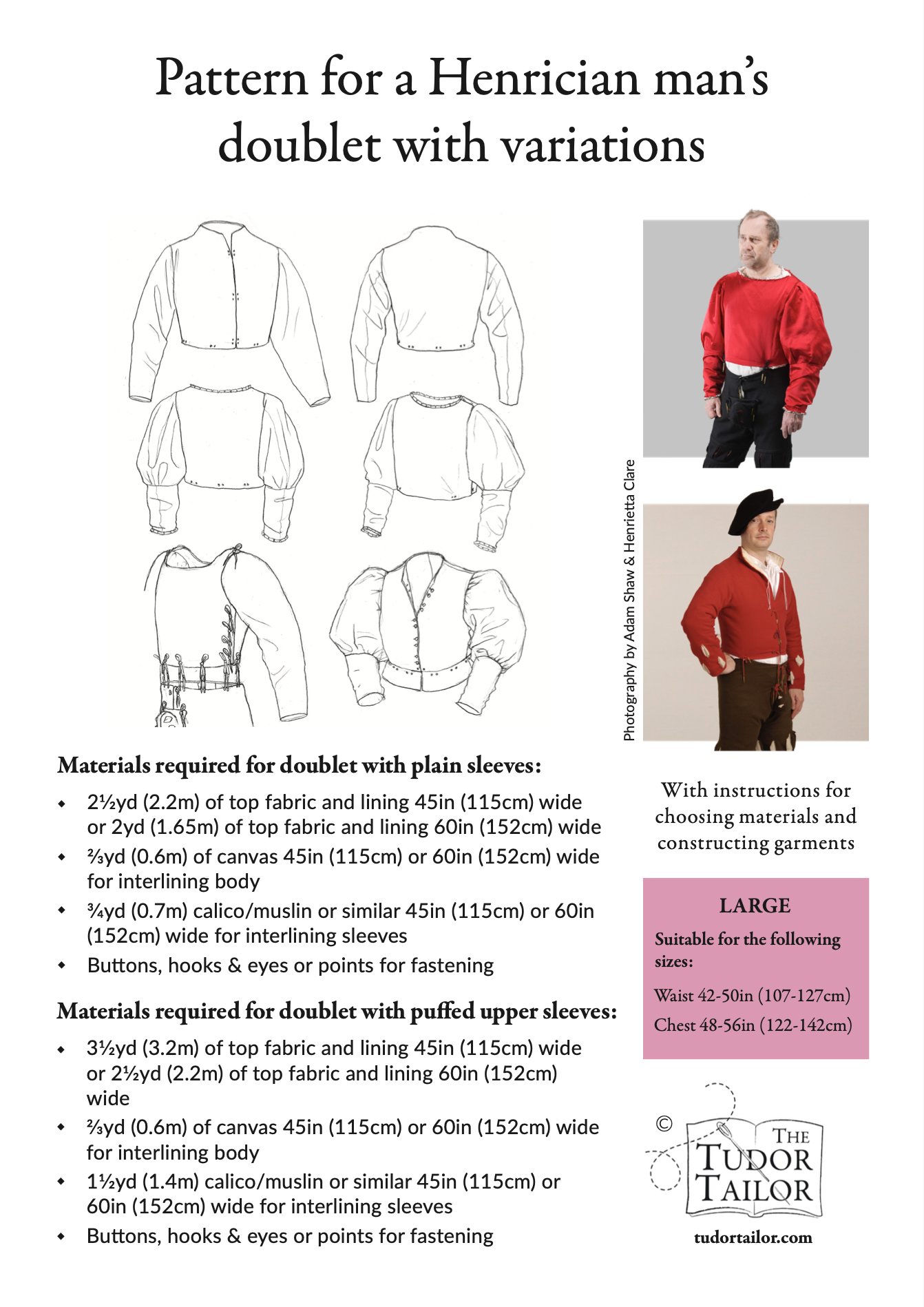 Pattern for Henrician man's doublet with variations – The Tudor Tailor