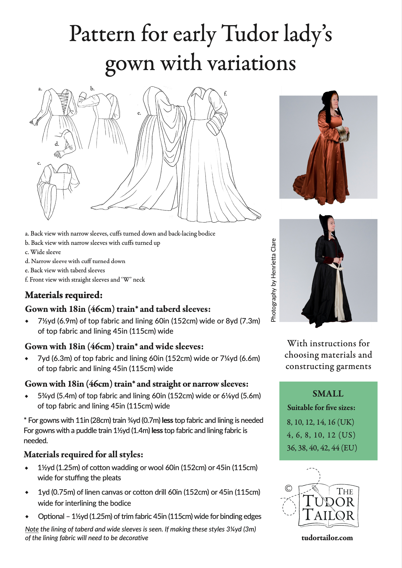 Pattern for early Tudor lady's gowns – The Tudor Tailor