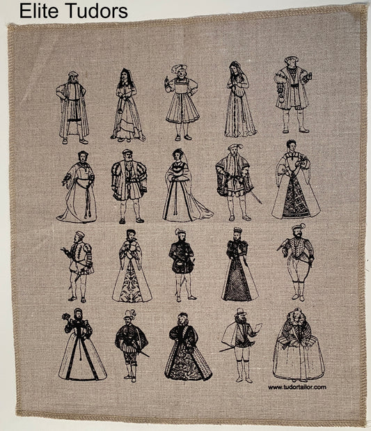 Screen printed linen napkins/placemats/wall hangings with illustrations from The Tudor Tailor