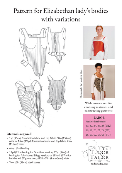 Pattern for Elizabethan lady's bodies with variations, nowadays called a corset