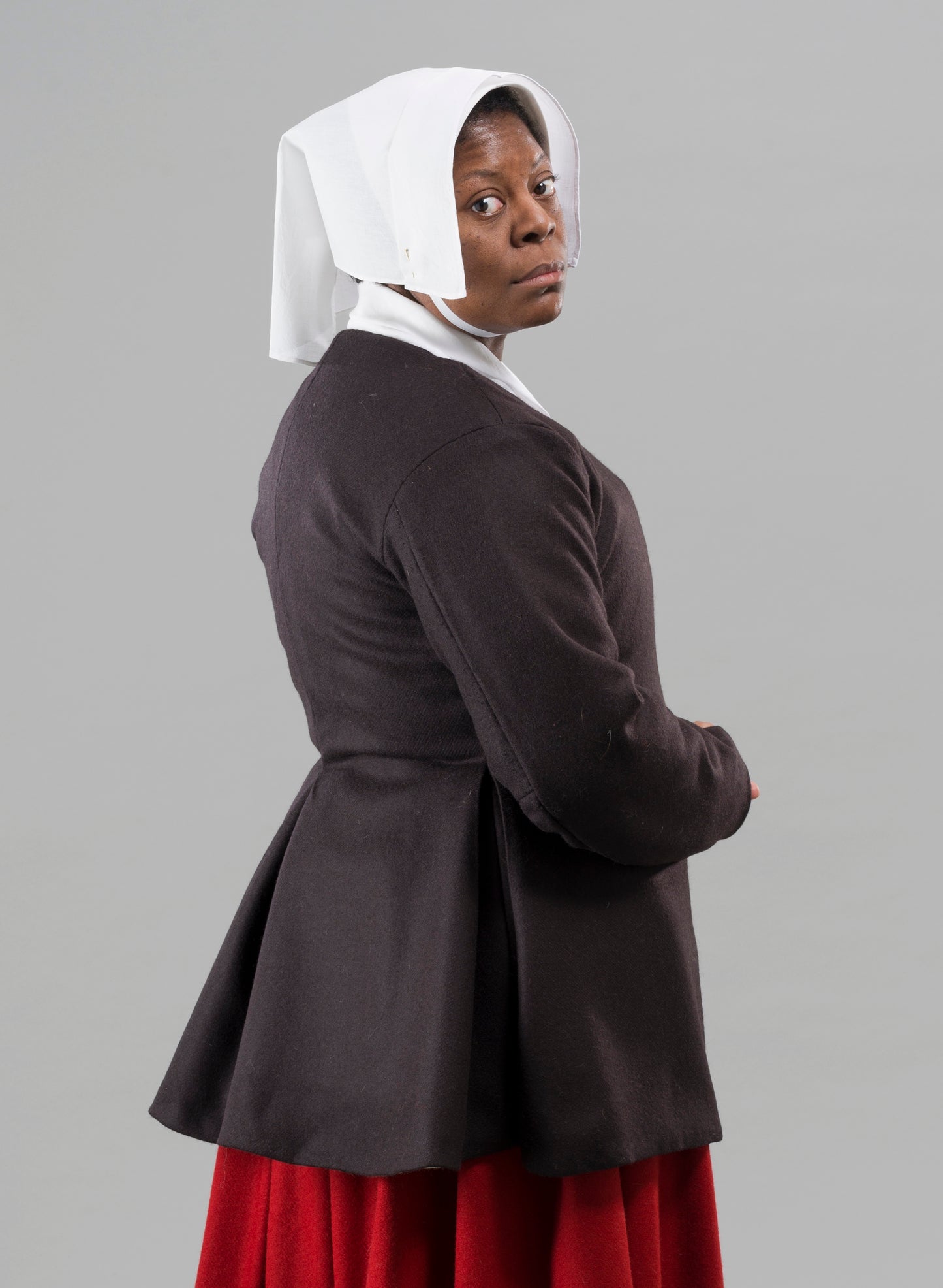 Finished garment - Tudor woman's mid-century 'poor black' coat as featured in The Typical Tudor