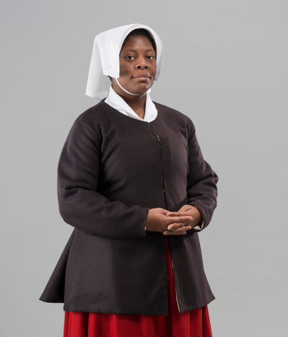 Finished garment - Tudor woman's mid-century 'poor black' coat as featured in The Typical Tudor