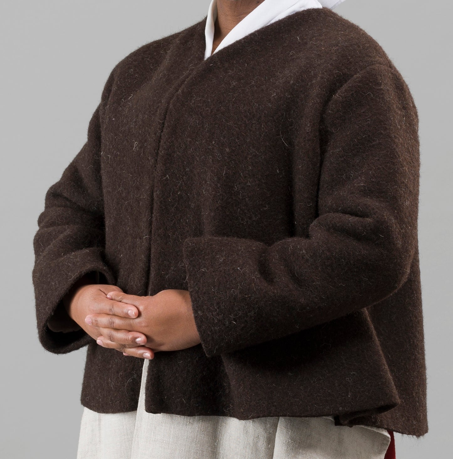 Finished garment - Tudor style 'poor black' freize wool cassock