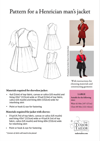 Updated! Pattern for Henrician man's jacket with variations