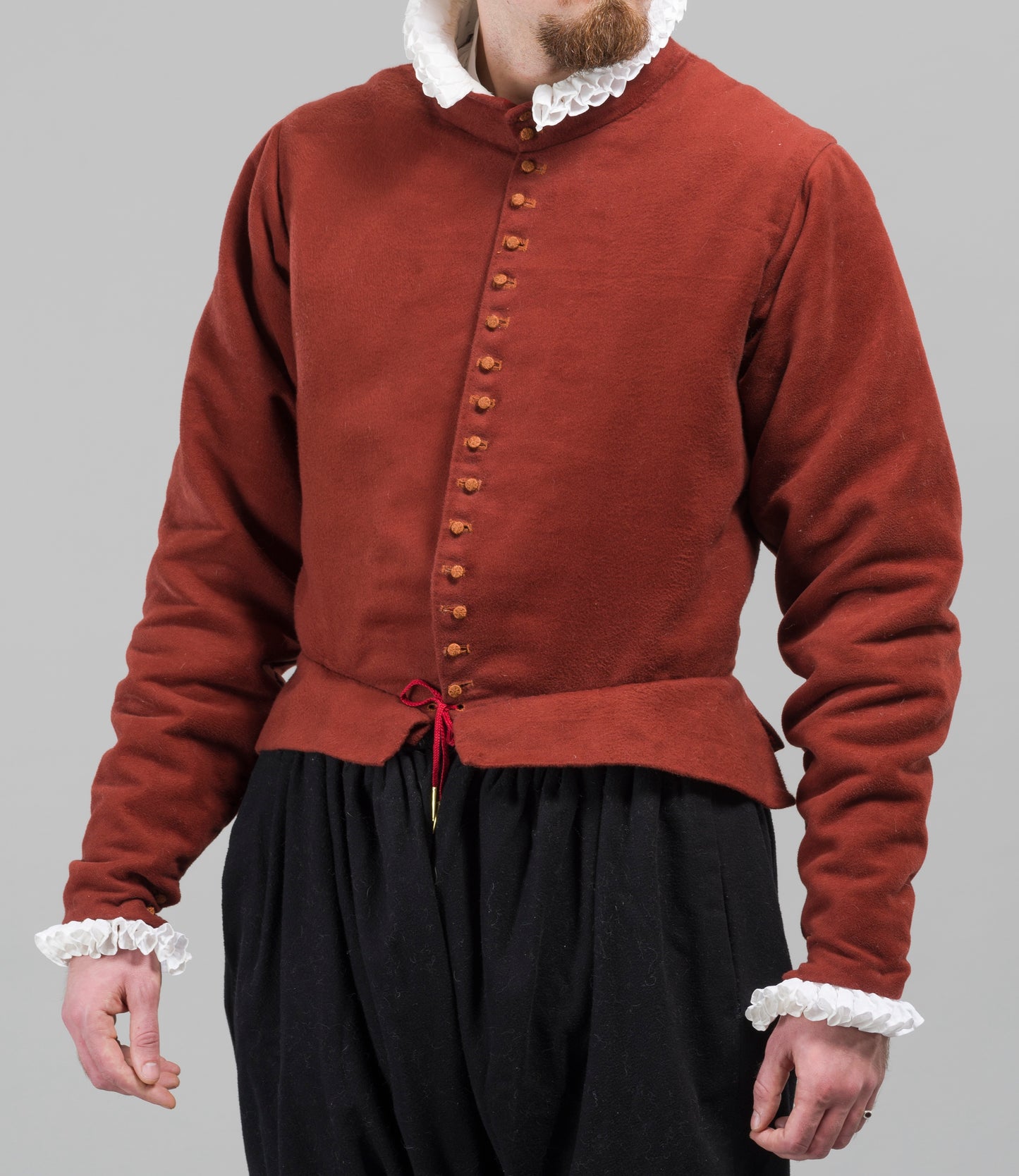 Finished garment - Tudor man's russet coloured moleskin 'fustian' doublet