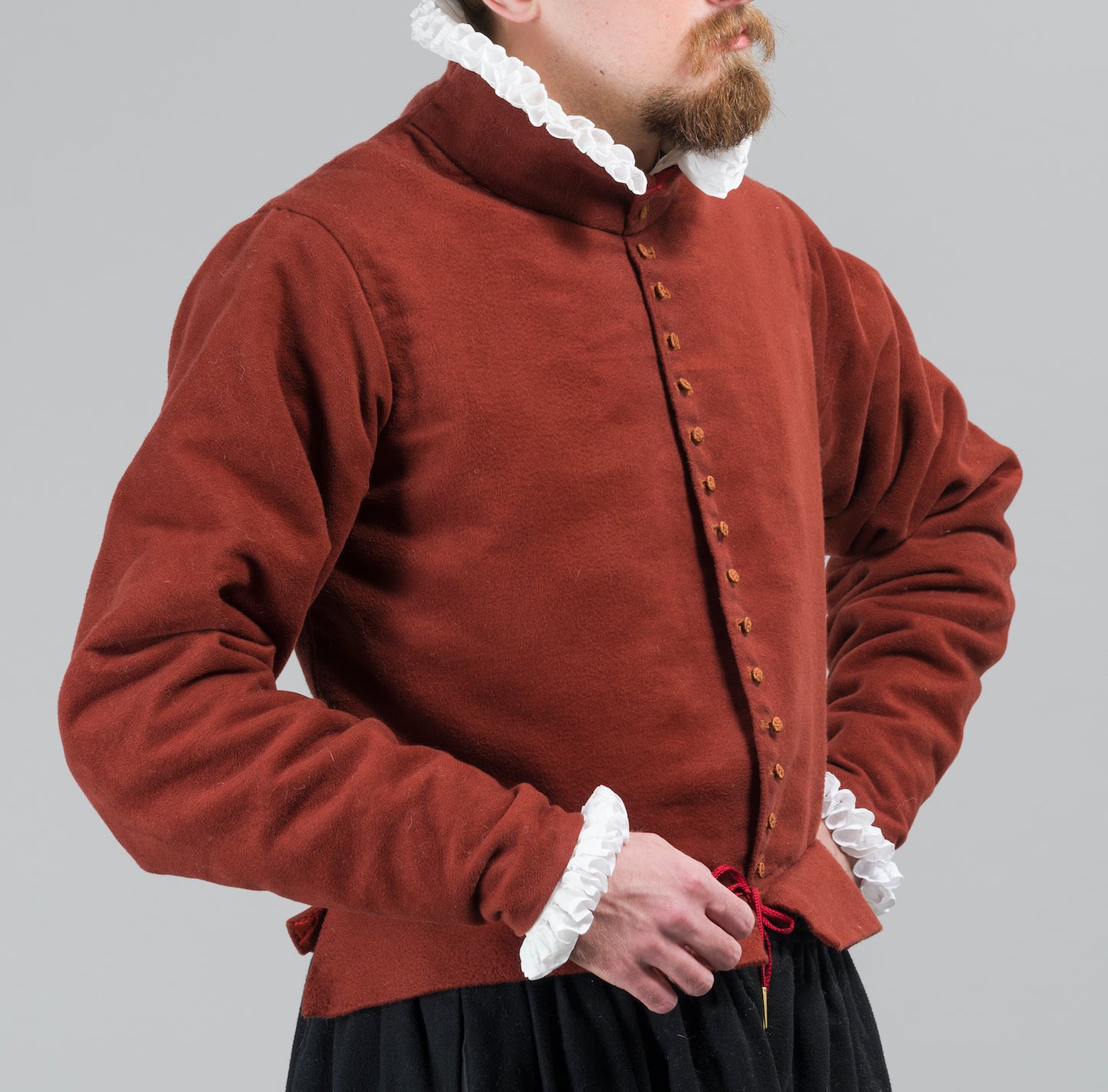 Finished garment - Tudor man's russet coloured moleskin 'fustian' doublet