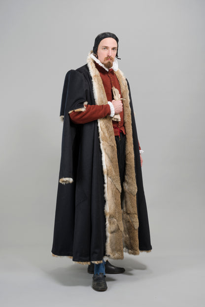 Finished garment - Man's long wool fur-lined gown as featured in The Typical Tudor