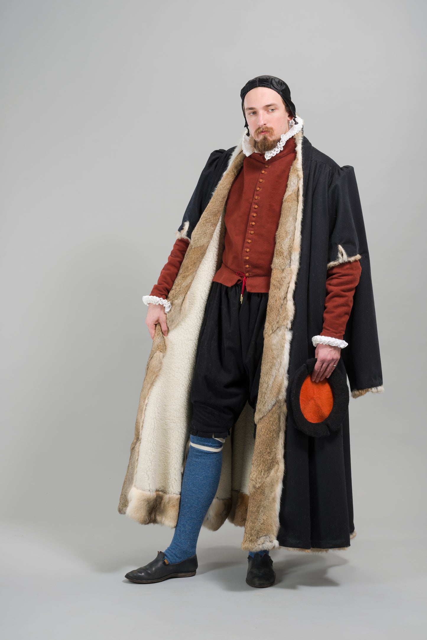 Finished garment - Man's long wool fur-lined gown as featured in The Typical Tudor