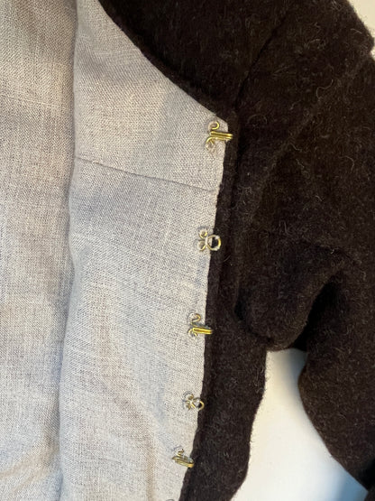 Finished garment - Tudor woman's 'poor black' russet wool waistcoat