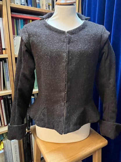 Finished garment - Tudor woman's 'poor black' russet wool waistcoat