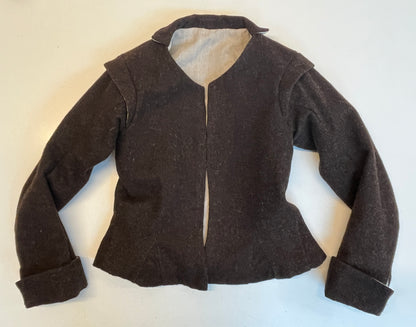 Finished garment - Tudor woman's 'poor black' russet wool waistcoat