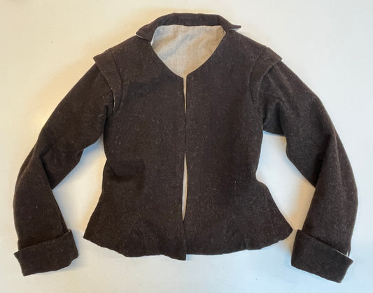 Finished garment - Tudor woman's 'poor black' russet wool waistcoat